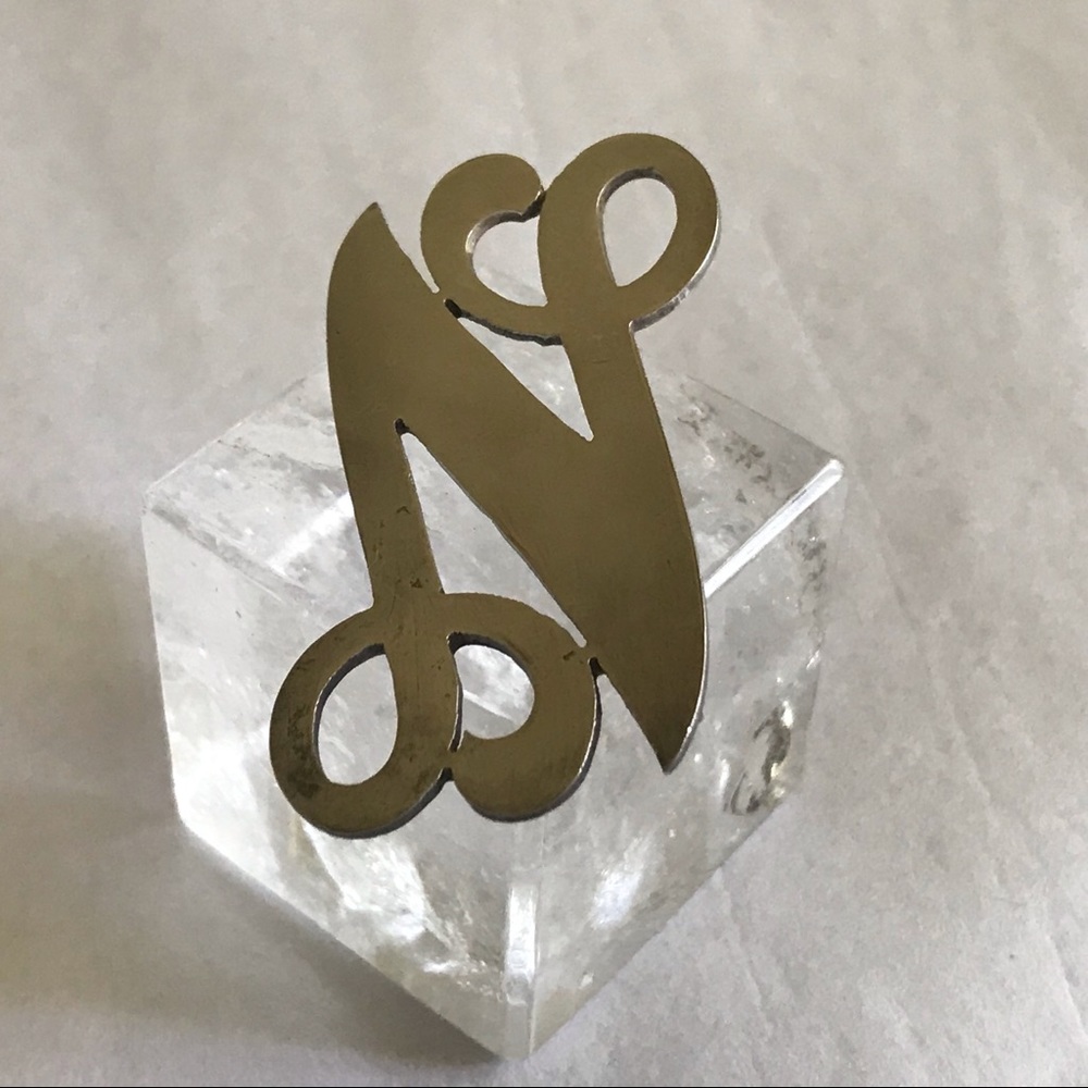 Artisan Initial Script N Sterling Silver Brooch